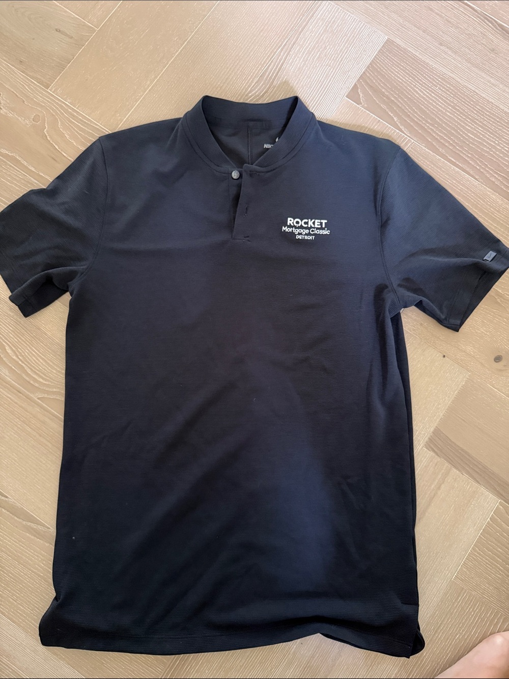 Nike Tiger Woods Black Polo with Detroit Golf Club and Rocket Classic Logo